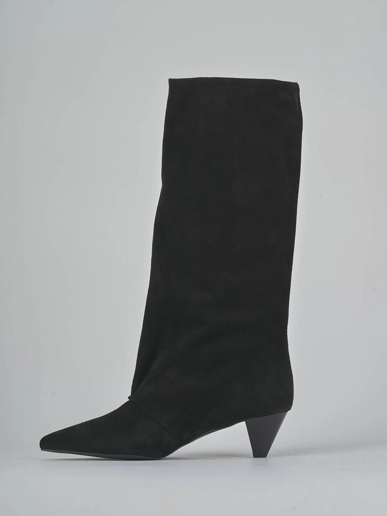 Stivali tacco 4cm camoscio nero