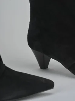 Stivali tacco 4cm camoscio nero