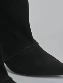 Stivali tacco 4cm camoscio nero