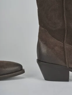 Stivali tacco 4cm camoscio testa