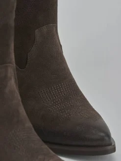 Stivali tacco 4cm camoscio testa