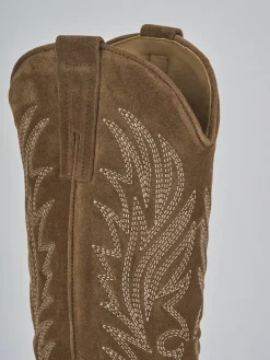 Stivali tacco 7cm camoscio marrone