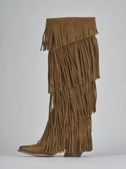 Stivali tacco 5cm camoscio marrone