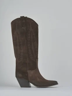 Stivali tacco 6cm camoscio testa