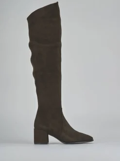 Stivali tacco 6cm camoscio testa