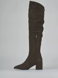 Stivali tacco 6cm camoscio testa