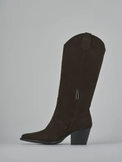 Stivali tacco 6cm camoscio testa