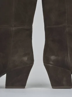 Stivali tacco 8cm camoscio testa