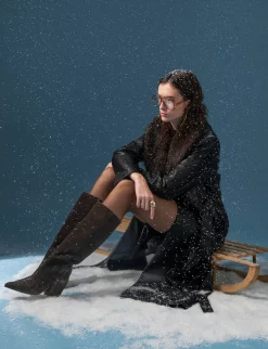 Stivali tacco 8cm camoscio testa