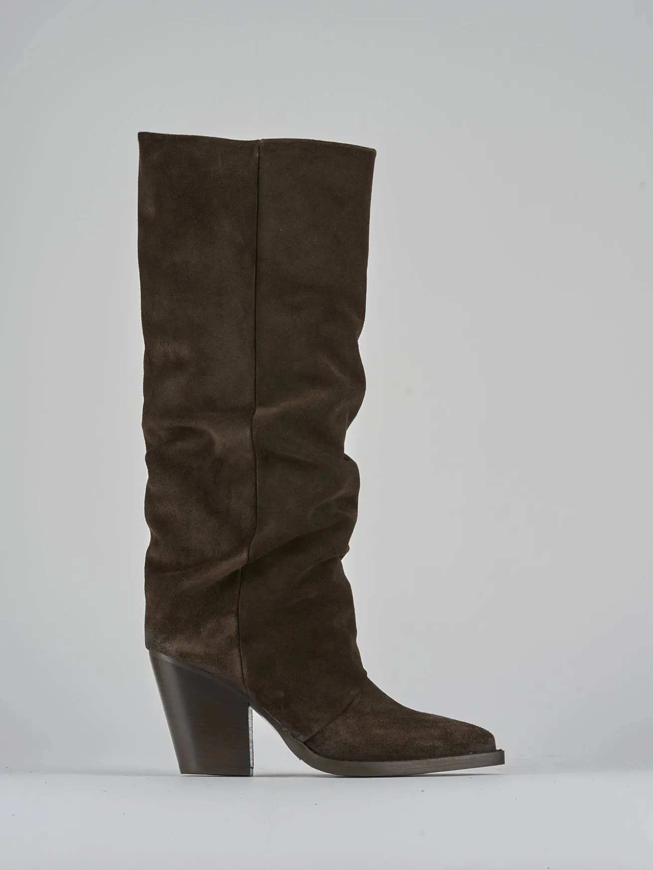 Stivali tacco 9cm camoscio testa