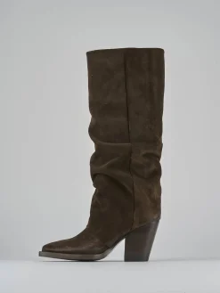 Stivali tacco 9cm camoscio testa