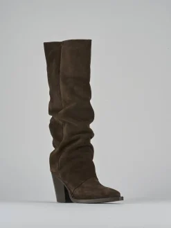 Stivali tacco 9cm camoscio testa