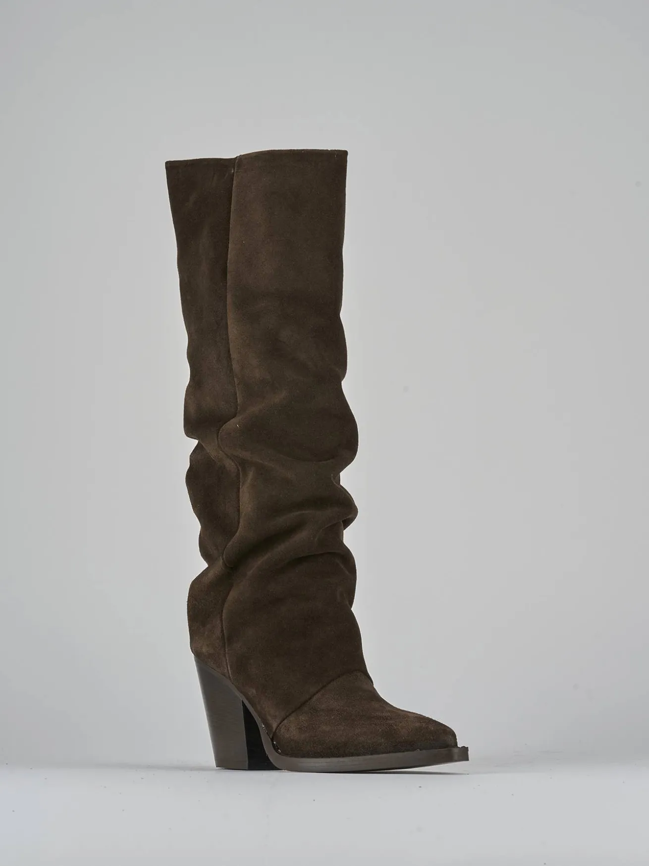 Stivali tacco 9cm camoscio testa