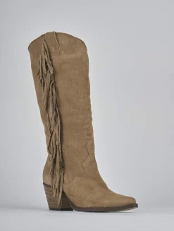 Stivali tacco 6cm camoscio marrone