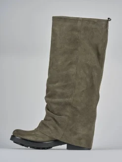 Stivali tacco 3cm camoscio grigio