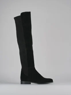 Stivali tacco 2cm camoscio nero