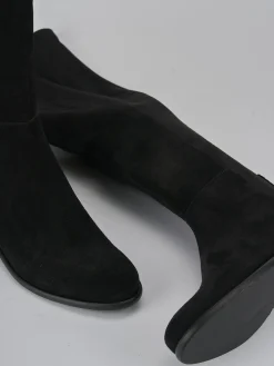 Stivali tacco 2cm camoscio nero