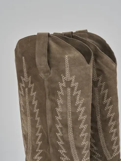 Stivali tacco 7cm camoscio beige