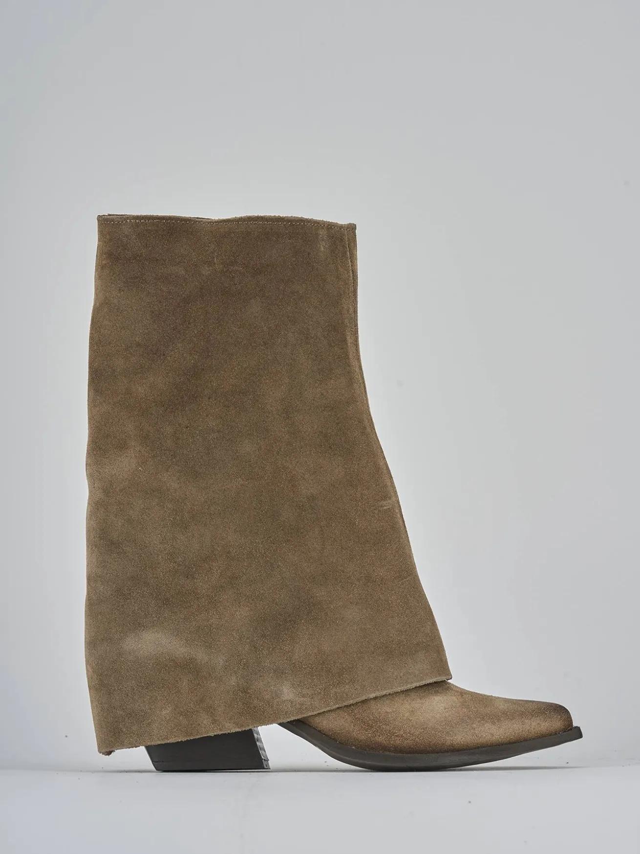 Stivali tacco 7cm camoscio beige