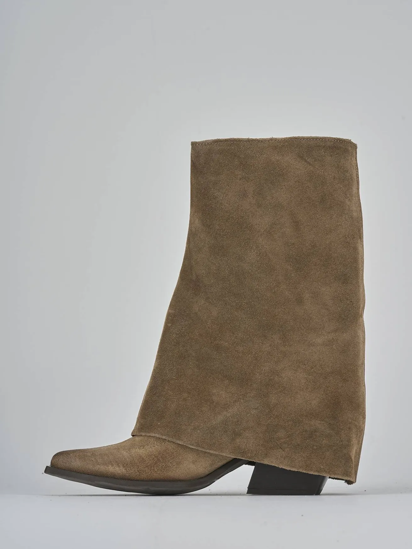 Stivali tacco 7cm camoscio beige