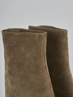 Stivali tacco 7cm camoscio beige