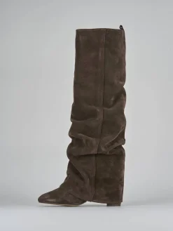 Stivali tacco 7cm camoscio testa