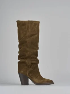 Stivali tacco 9cm camoscio marrone