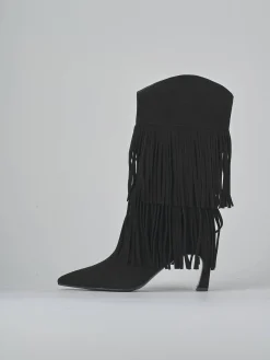 Stivali tacco 7cm camoscio nero