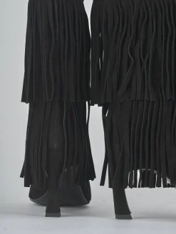 Stivali tacco 7cm camoscio nero