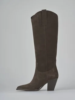 Stivali tacco 8cm camoscio testa