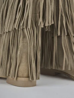 Stivali tacco 2cm camoscio beige