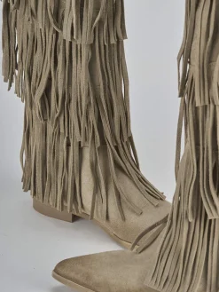 Stivali tacco 2cm camoscio beige