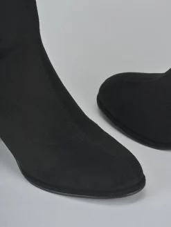 Stivali tacco 5cm camoscio sostenible nero