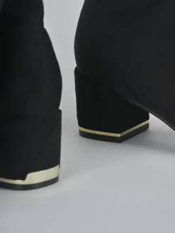 Stivali tacco 5cm camoscio sostenible nero