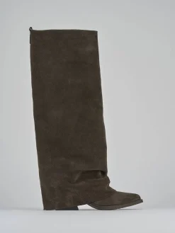 Stivali tacco 7cm camoscio testa