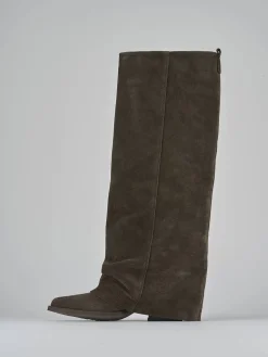 Stivali tacco 7cm camoscio testa