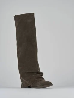 Stivali tacco 7cm camoscio testa