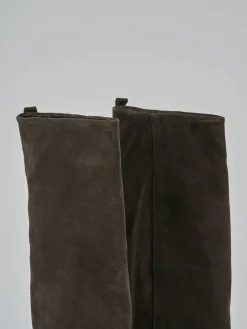 Stivali tacco 7cm camoscio testa