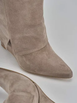 Stivali tacco 9cm camoscio marrone