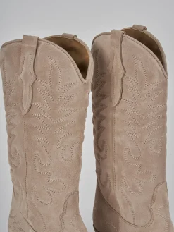 Stivali tacco 6cm camoscio beige