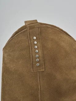 Stivali tacco 7cm camoscio marrone