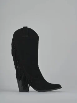 Stivali tacco 8cm camoscio nero