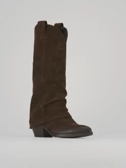 Stivali tacco 4cm camoscio testa