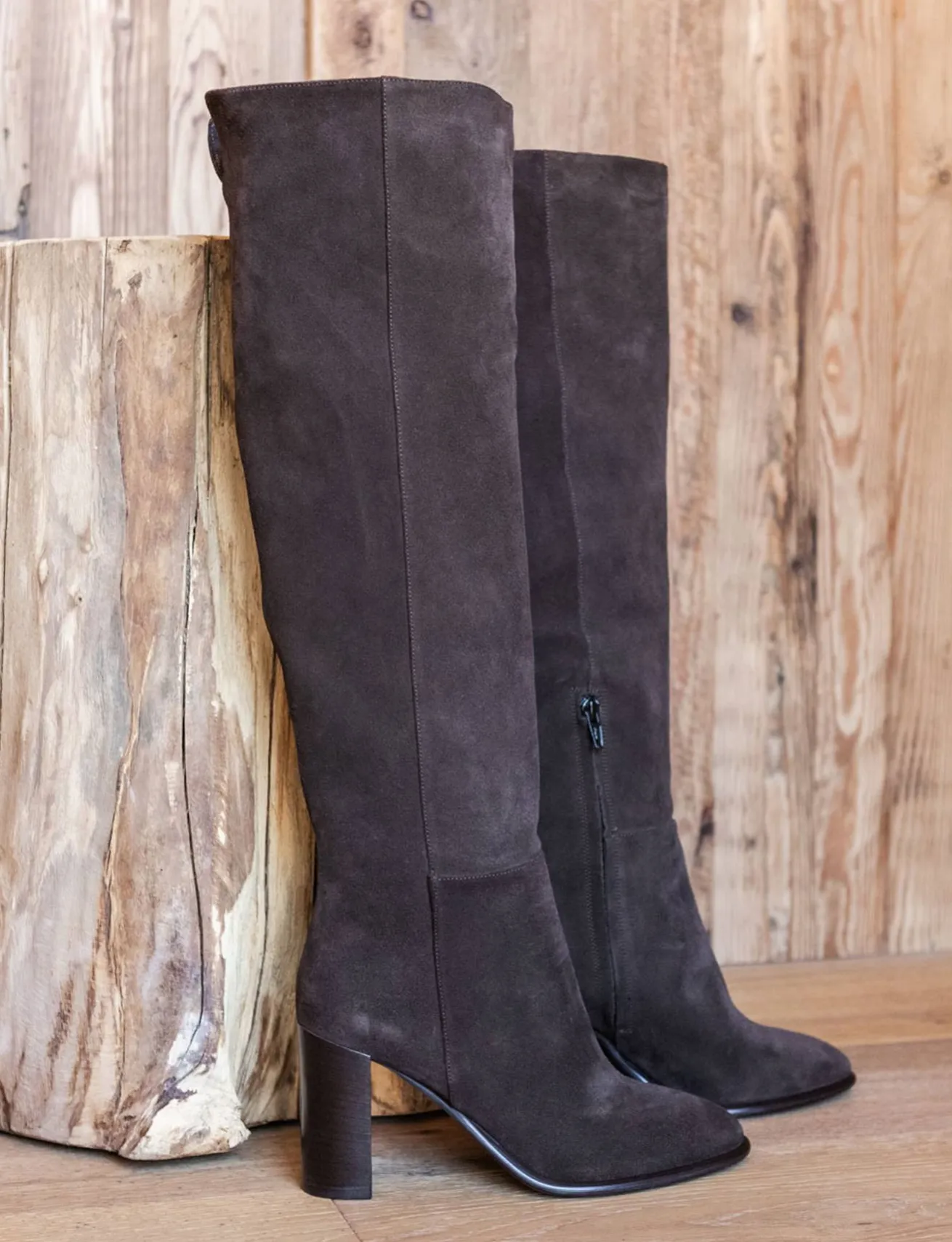 Stivali tacco 9cm camoscio testa