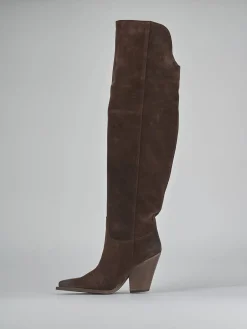 Stivali tacco 8cm camoscio testa