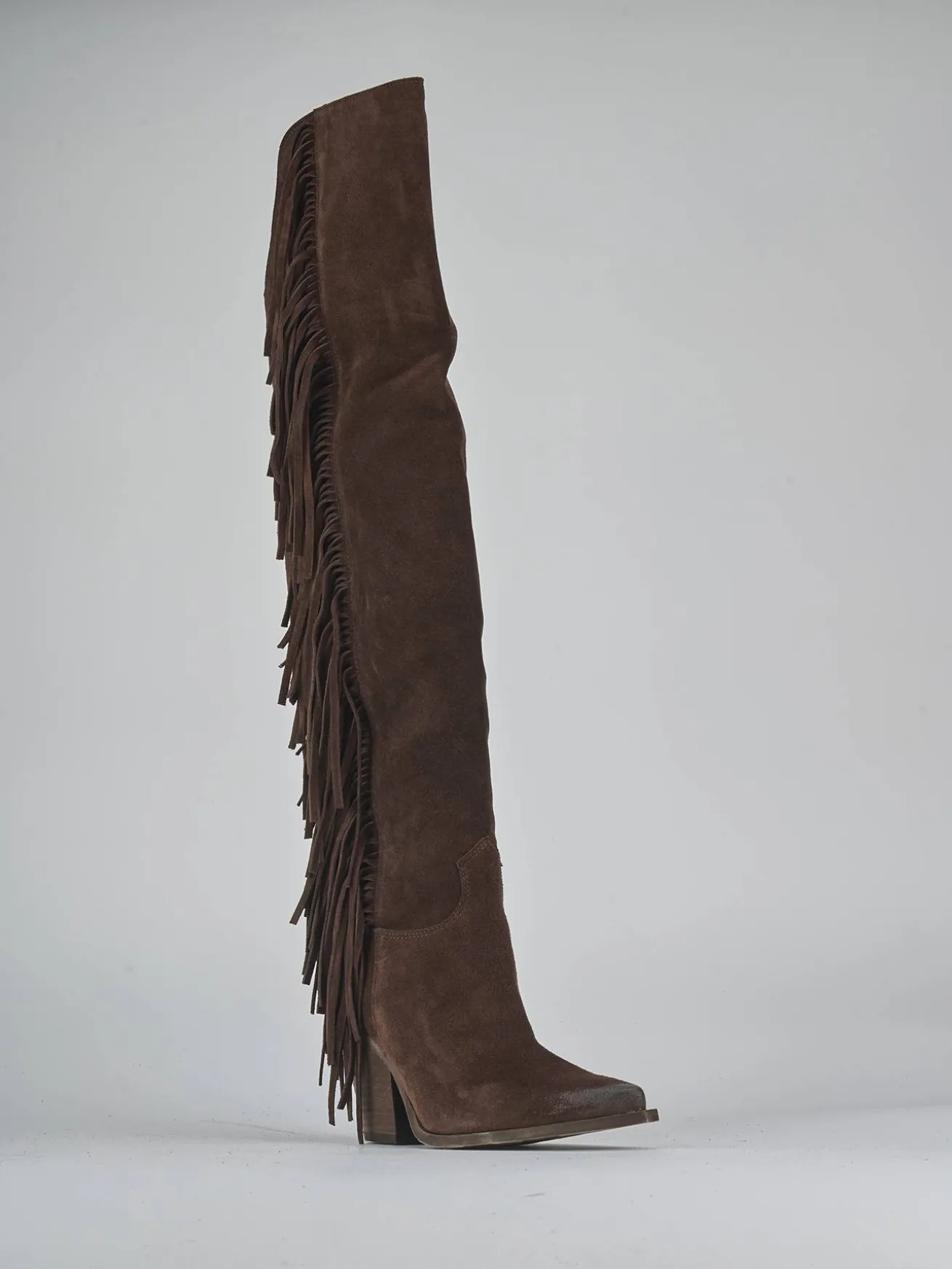 Stivali tacco 8cm camoscio testa