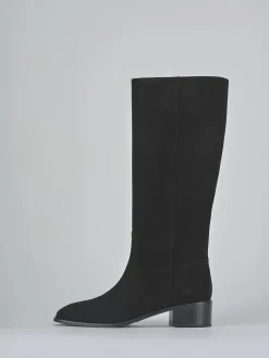 Stivali tacco 4cm camoscio nero