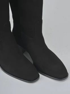 Stivali tacco 4cm camoscio nero