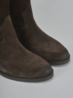 Stivali tacco 2cm camoscio testa