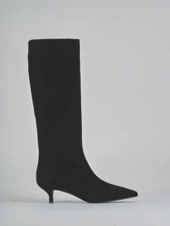 Stivali tacco 4cm camoscio nero
